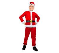 Funidelia Disfraz de Papá Noel para niño, Incluye pantalón, camiseta, cinturón y gorro, Navidad - Traje para niños para fiestas, Carnaval y Halloween - Talla 7-9 años