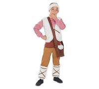 Funidelia Disfraz de pastor para nño, Incluye chaleco, fajín, calentadores, zurrón y gorro, Navidad - Traje para niños para fiestas, Carnaval y Halloween - Talla 5-6 años