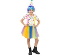 Funidelia | Disfraz de payaso para niña Payaso, Circo, Original y Divertido - Disfraz para niños y divertidos accesorios para Fiestas, Carnaval y Halloween - Talla 7-9 años - Rojo
