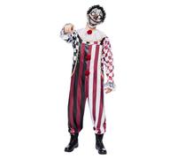 Funidelia Disfraz de payaso terrorífico Premium para hombre, Incluye mono, camisa, gorguera y máscara con pelo, Payaso Asesino - Traje para adultos para fiestas, Carnaval y Halloween - Talla L