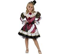 Funidelia | Disfraz de payaso terrorífico Premium para niña Payaso, Payaso Asesino, Halloween, Terror - Disfraz para niños y accesorios para Carnaval y Halloween - Talla 7-9 años - Granate