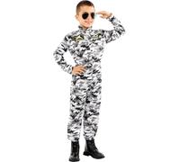 Funidelia | Disfraz de piloto de caza para niño Avión, Original y Divertido, Profesiones - Disfraz para niños y divertidos accesorios para Fiestas, Carnaval y Halloween - Talla 7-9 años - Verde