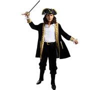 Funidelia | Disfraz de pirata deluxe Colección colonial para hombre Corsario, Bucanero - Disfraz para adultos y divertidos accesorios para Fiestas, Carnaval y Halloween - Talla S - Negro