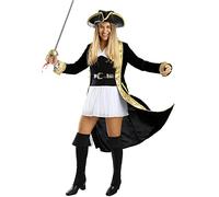 Funidelia | Disfraz de pirata deluxe Colección colonial para mujer Corsario, Bucanero - Disfraz para adultos y divertidos accesorios para Fiestas, Carnaval y Halloween - Talla L - Negro