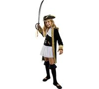 Funidelia | Disfraz de pirata deluxe- Colección colonial para niña Corsario, Bucanero - Disfraz para niños y divertidos accesorios para Fiestas, Carnaval y Halloween - Talla 10-12 años - Negro