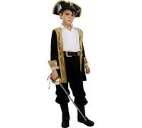 Funidelia | Disfraz de pirata deluxe- Colección colonial para niño Corsario, Bucanero - Disfraz para niños y divertidos accesorios para Fiestas, Carnaval y Halloween - Talla 10-12 años - Negro