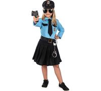 Funidelia | Disfraz de policía azul para niña Guardia, Agente, FBI, Profesiones - Disfraz para niños y divertidos accesorios para Fiestas, Carnaval y Halloween - Talla 7-9 años - Azul oscuro