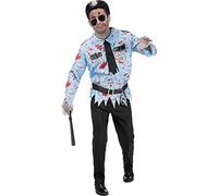 Funidelia | Disfraz de policía zombie para hombre Muerto Viviente, Terror - Disfraz para adultos y divertidos accesorios para Fiestas, Carnaval y Halloween - Talla XL - Azul