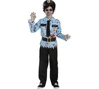 Funidelia Disfraz de policía zombie para niño, Incluye pantalón, camiseta, cinturón, corbata y gorra, Talla 5-6 años, Muerto Viviente - Traje para niños para fiestas, Carnaval y Halloween