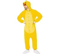 Funidelia | Disfraz de pollito onesie para hombre y mujer Animales, Gallina, Pollo, Gallo - Disfraz para adultos y divertidos accesorios para Fiestas, Carnaval y Halloween - Talla L - XL - Amarillo