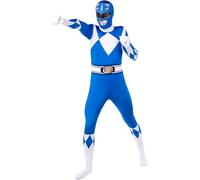 Funidelia Disfraz de Power Ranger Azul Segunda piel para hombre y mujer, Licencia Oficial, Talla XL Películas & Series, Superhéroes - Traje para adultos para fiestas, Carnaval y Halloween