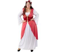 Funidelia | Disfraz de princesa Clarisa medieval para mujer Edad Media, Princesas, Reina - Disfraz para adultos y divertidos accesorios para Fiestas, Carnaval y Halloween - Talla XXL - Granate