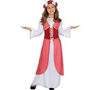 Funidelia | Disfraz de princesa Clarisa medieval para niña Edad Media, Princesas, Reina - Disfraz para niños y divertidos accesorios para Fiestas, Carnaval y Halloween - Talla 10-12 años - Granate