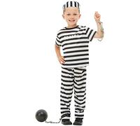 Funidelia | Disfraz de prisionero para niño y niña Ladrón, Preso, Delincuente, Profesiones - Disfraz para niños y divertidos accesorios para Fiestas, Carnaval y Halloween - Talla 5-6 años - Negro