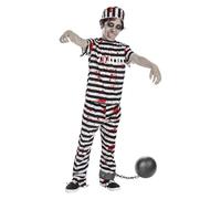 Funidelia Disfraz de prisionero zombie con bola para niño, Incluye pantalón, camiseta, gorro, bola y cadena, Ladrón, Preso - Traje para niños para fiestas, Carnaval y Halloween - Talla 3-4 años