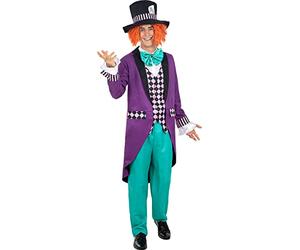 Funidelia | Disfraz de Sombrerero para hombre Mad hatter, Alicia en el País de las maravillas - Disfraz para adultos y divertidos accesorios para Fiestas, Carnaval y Halloween - Talla XXL - Negro
