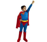 Funidelia | Disfraz de Superman deluxe para niño Superhéroes, DC Comics, Justice League - Disfraz para niños y divertidos accesorios para Fiestas, Carnaval y Halloween - Talla 5-6 años - Azul