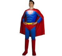 Funidelia | Disfraz de Superman Lights On! para hombre Superhéroes, DC Comics, Justice League - Disfraz para adultos y divertidos accesorios para Fiestas, Carnaval y Halloween - Talla XL - Azul