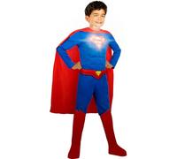Funidelia | Disfraz de Superman Lights On! para niño Superhéroes, DC Comics - Disfraces para niños, accesorios para Fiestas, Carnaval y Halloween - Talla 5-6 años - Rojo