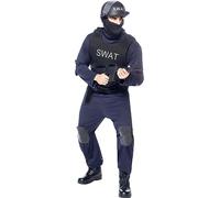 Funidelia | Disfraz de SWAT para hombre Guardia, Agente, FBI, Profesiones - Disfraz para adultos y divertidos accesorios para Fiestas, Carnaval y Halloween - Talla L - Azul oscuro