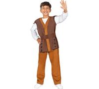 Funidelia | Disfraz de tabernero medieval para niño Medieval, Edad Media, Campesino - Disfraz para niños y divertidos accesorios para Fiestas, Carnaval y Halloween - Talla 7-9 años - Marrón