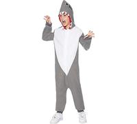 Funidelia | Disfraz de tiburón onesie para niño y niña Animales, Peces, Mar, Océano - Disfraz para niños y accesorios para Carnaval y Halloween - Talla 10-12 años - Gris/Plateado