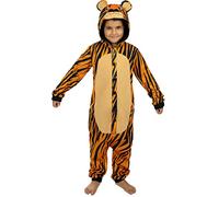 Funidelia | Disfraz de tigre onesie para niño y niña Animales, Desierto, Selva - Disfraz para niños y divertidos accesorios para Fiestas, Carnaval y Halloween - Talla 5-6 años - Naranja