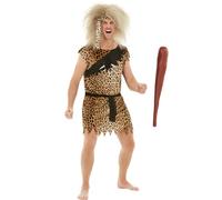 Funidelia | Disfraz de troglodita con porra para hombre Troglodita & Edad de Piedra - Disfraz para adultos y divertidos accesorios para Fiestas, Carnaval y Halloween - Talla 3XL