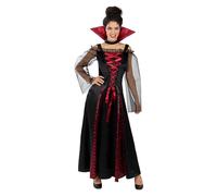 Funidelia Disfraz de vampiresa para mujer tenebrosa con cuello incluido, Traje de Drácula Terrorífico para adultos, Disfraces de Carnaval, Halloween y Fiestas - Talla S