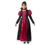 Funidelia Disfraz de vampiresa para niña, Incluye vestido con cuello y gargantilla, Talla 7-9 años - Traje para niños para fiestas, Carnaval y Halloween