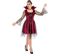 Funidelia | Disfraz de vampiresa sexy para mujer Halloween, Terror, Dracula, Vampire - Disfraz para adultos y divertidos accesorios para Fiestas, Carnaval y Halloween - Talla L - Granate