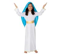 Funidelia Disfraz de Virgen María para nña, Incluye vestido y pañuelo para la cabeza, Navidad - Traje para niños para fiestas, Carnaval y Halloween - Talla 7-9 años