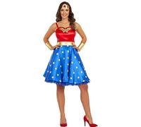 Funidelia | Disfraz de Wonder Woman clásico para mujer Mujer Maravilla, Superhéroes, DC Comics - Disfraz para adultos y divertidos accesorios para Fiestas, Carnaval y Halloween - Talla L - Rojo