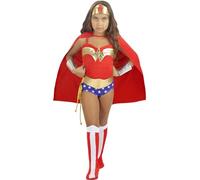 Funidelia | Disfraz de Wonder Woman para niña Mujer Maravilla, Superhéroes, DC Comics - Disfraces para niños, accesorios para Fiestas, Carnaval y Halloween - Talla 5-6 años - Azul