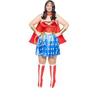 Funidelia | Disfraz de Wonder Woman sexy para mujer Mujer Maravilla, Superhéroes, DC Comics - Disfraz para adultos y divertidos accesorios para Fiestas, Carnaval y Halloween - Talla XL - Rojo