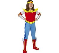 Funidelia | Disfraz de Wonder Woman Super Hero Girls para niña Mujer Maravilla, Superhéroes, DC Comics - Disfraces para niños, accesorios para Fiestas, Carnaval y Halloween - Talla 5-6 años - Rojo