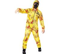 Funidelia | Disfraz de zombie nuclear para hombre Muerto Viviente, Halloween, Terror - Disfraz para adultos y divertidos accesorios para Fiestas, Carnaval y Halloween - Talla XL - Amarillo