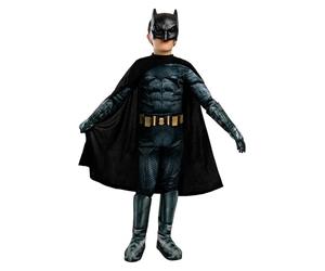Funidelia Disfraz Oficial de Batman deluxe - La liga de la Justicia para niño, Caballero Oscuro, Superhéroes - Traje para niños para fiestas, Carnaval y Halloween, Talla 7-9 años