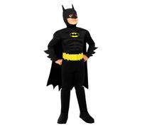 Funidelia Disfraz Oficial de Batman para niño, Mono, cinturón, capa con máscara y cubrebotas, Superhéroes - Traje para niños para fiestas, Carnaval y Halloween - Talla 3-4 años