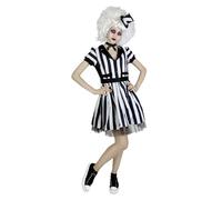 Funidelia Disfraz Oficial de Beetlejuice para mujer con cinturón, peluca y sombrero, Traje de Tim Burton para adultos, Disfraces de Carnaval, Halloween y Fiestas - Talla S