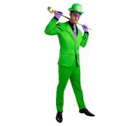 Funidelia Disfraz Oficial de Enigma para hombre, Chaqueta, pantalón, guantes, corbata, sombrero y antifaz, Superhéroes, DC Comics - Traje para adultos para fiestas, Carnaval y Halloween - Talla M