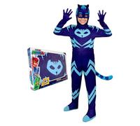 Funidelia Disfraz Oficial de Gatuno PJ Masks deluxe para niño, Incluye mono con cola, antifaz y guantes - Traje para niños para fiestas, Carnaval y Halloween - Talla 5-6 años