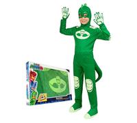 Funidelia Disfraz Oficial de Gekko PJ Masks deluxe para niño, Incluye mono con cola, antifaz y guantes - Traje para niños para fiestas, Carnaval y Halloween - Talla 7-9 años