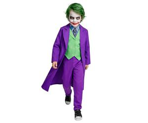 Funidelia Disfraz Oficial de Joker para niño, Incluye chaqueta, chaleco con cuello y corbata y pantalón, Talla 10-12 años Superhéroes, DC Comics - Traje para niños para fiestas, Carnaval y Halloween