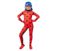 Funidelia Disfraz Oficial de Ladybug para Niña con mono, peluca, antifaz, pendientes y peluche, Traje de Miraculous Infantil, Disfraces de Carnaval, Halloween y Fiestas - Talla 3-4 años