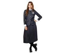 Funidelia Disfraz Oficial de Miércoles Addams uniforme para mujer, Incluye chaqueta con jersey, corbata y cuello incorporado y falda - Traje para adultos para fiestas, Carnaval y Halloween - Talla XXL