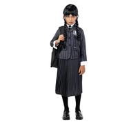 Funidelia Disfraz Oficial de Miércoles Addams uniforme para Niña con peluca, Traje de La Familia Addams Infantil, Disfraces de Carnaval, Halloween y Fiestas - Talla 5-6 años