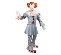 Funidelia Disfraz Oficial de Pennywise IT Capítulo Dos para Hombre con camisa, pantalón, cuello y pompones decorativos, Traje de IT para Adulto, Disfraces de Carnaval, Halloween y Fiestas - Talla XS