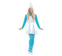 Funidelia Disfraz Oficial de Pitufina para mujer, incluye vestido, cola, medias y gorro, Traje divertido de The Smurfs para adulto, Disfraces de Carnaval, Halloween y Despedidas - Talla S