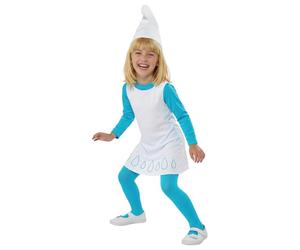 Funidelia Disfraz Oficial de Pitufina para niña, Incluye vestido con cola incluida, medias, gorro, Los Pitufos - Traje para niños para fiestas, Carnaval y Halloween, Talla 7-9 años